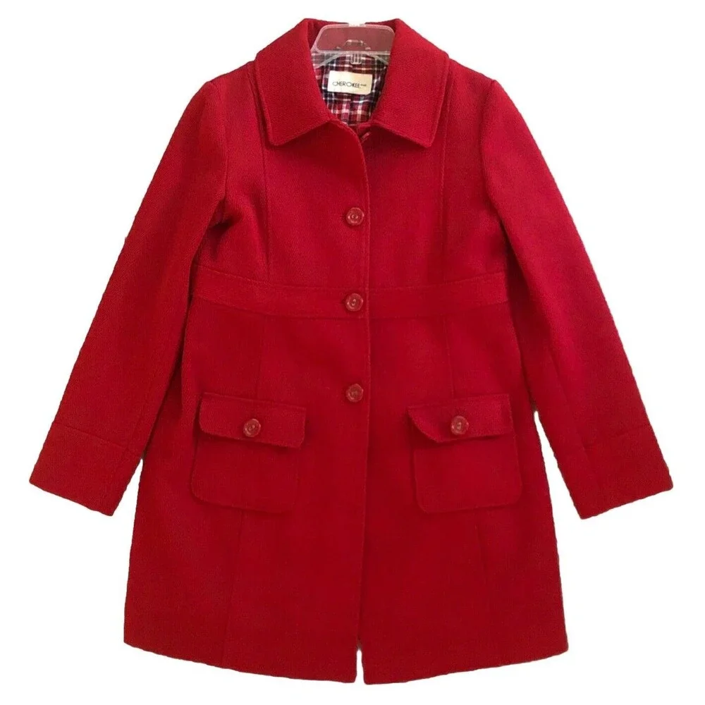 Cherokee Coquette Car Coat Womens Sz M VTG Red Fitted Babydoll Retro Rockabilly